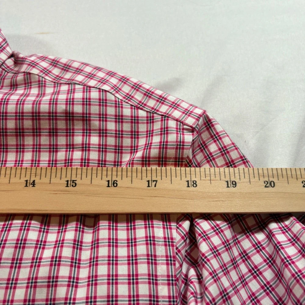 Banana Republic Button Down Shirt Mens XL Grant Fit Red Plaid Non-Iron Cotton
